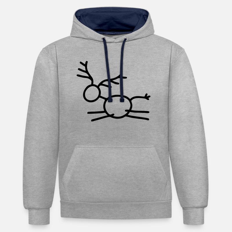Springender Hirsch - Kontrast-Hoodie - Grau meliert/Navy
