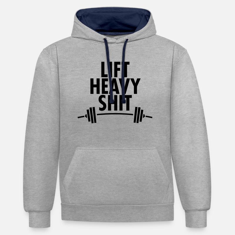 Lift Heavy Shit - Sweat à capuche contrasté - gris chiné/bleu marine