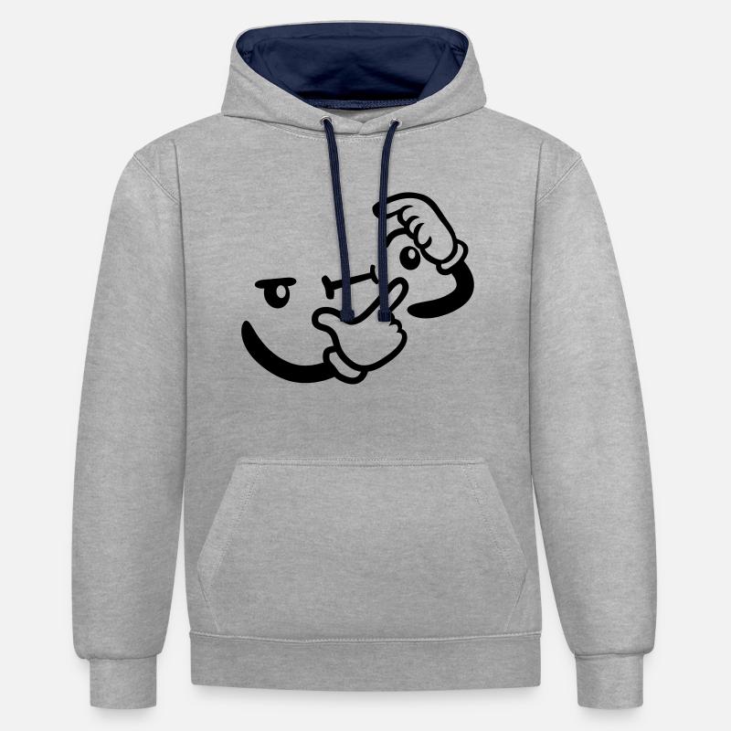 Conception de réflexion visage - Sweat à capuche contrasté - gris chiné/bleu marine