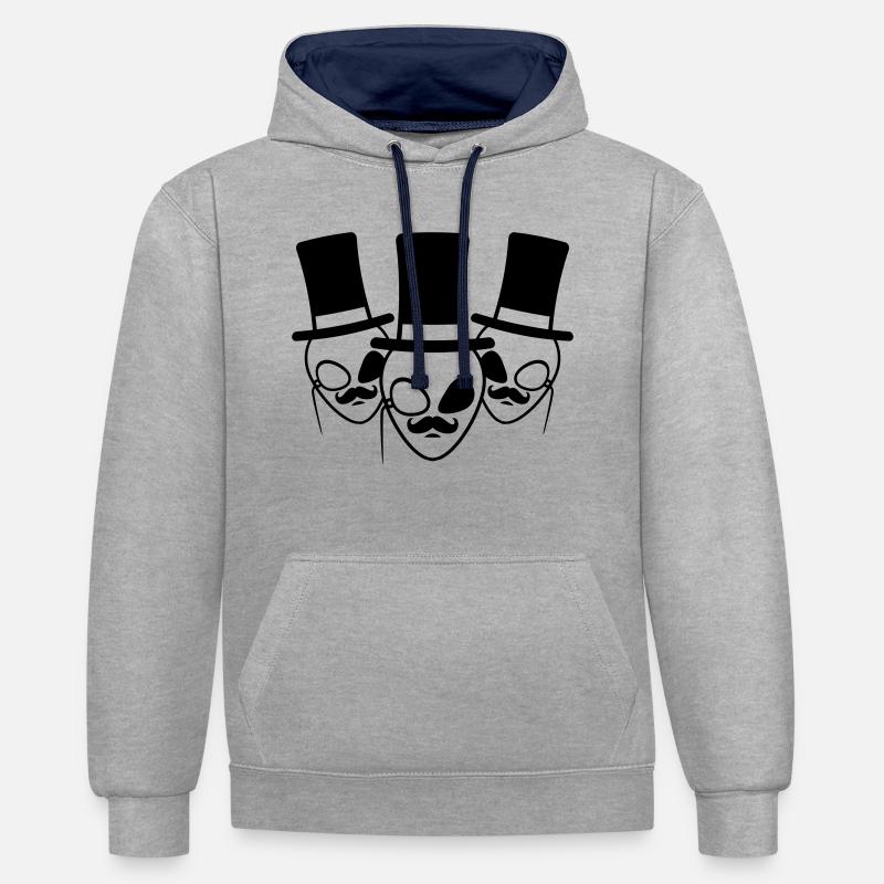 Équipage de l’équipe Gentlemen Aliens - Sweat à capuche contrasté - gris chiné/bleu marine