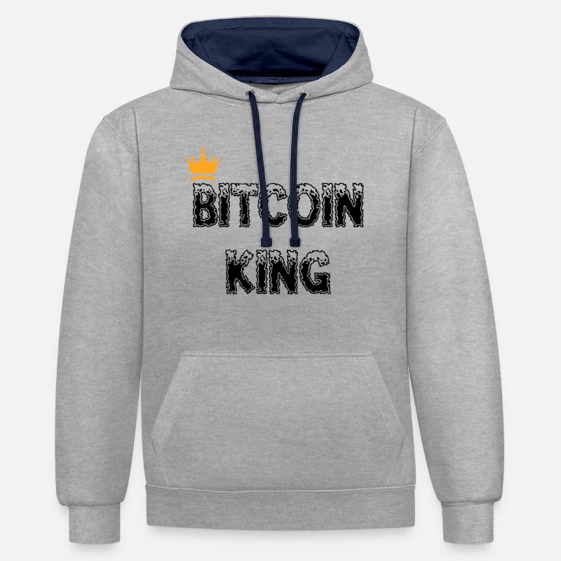 Bitcoin Trading Crypto Stocks - Sweat à capuche contrasté - gris chiné/bleu marine