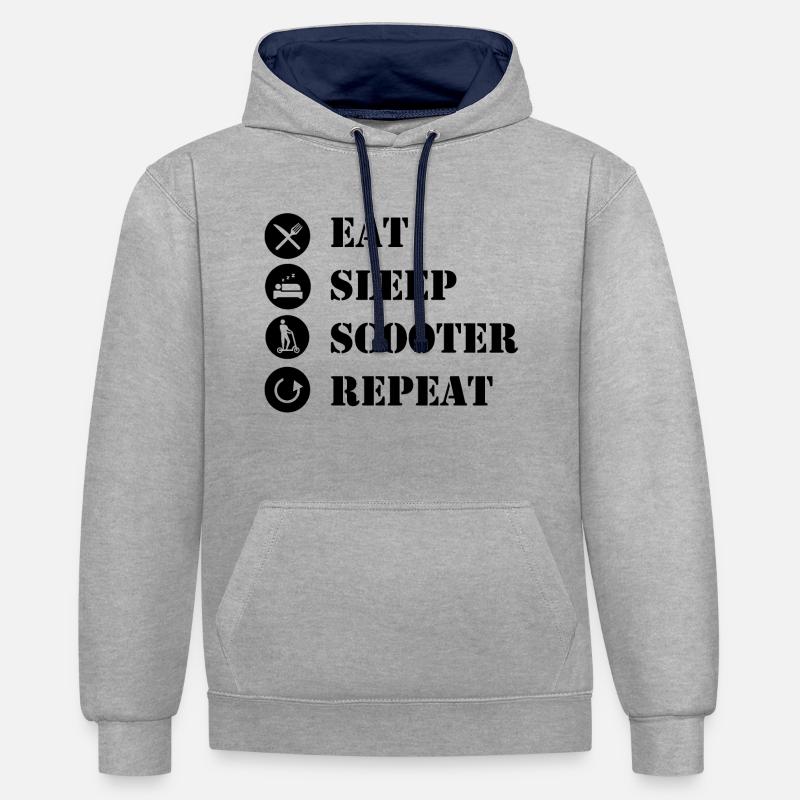 E-Scooter E-Roller Scooter - Sweat à capuche contrasté - gris chiné/bleu marine