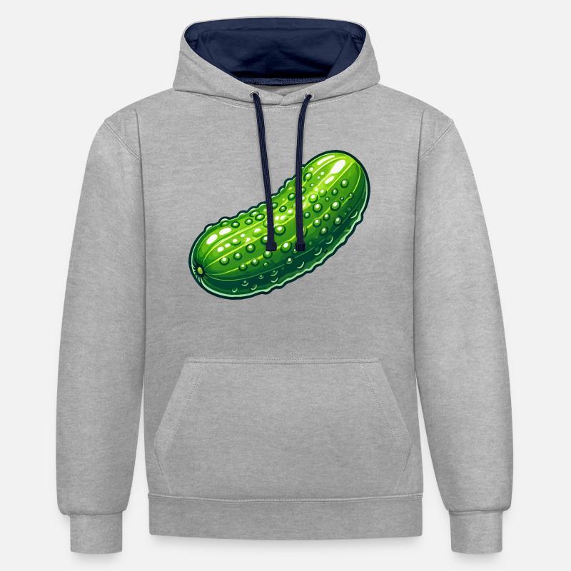 Cornichon courbée - Sweat à capuche contrasté - gris chiné/bleu marine