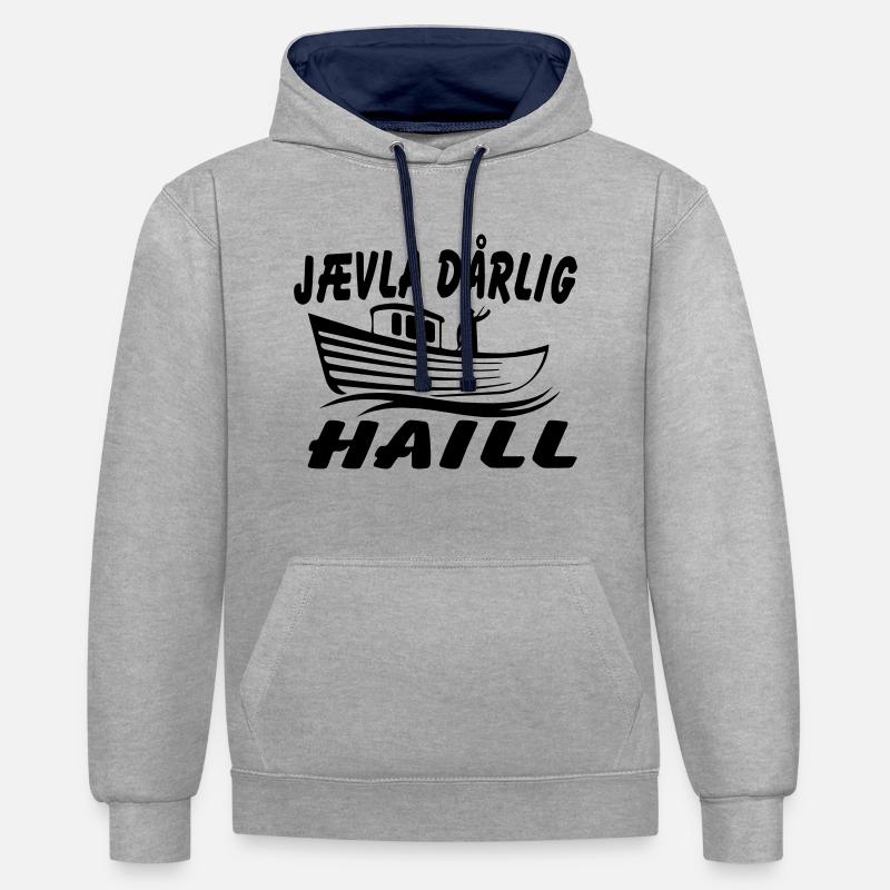 de grêle - Sweat à capuche contrasté - gris chiné/bleu marine