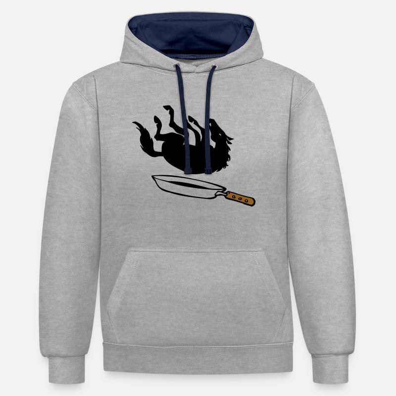Cheval dans la casserole - Sweat à capuche contrasté - gris chiné/bleu marine