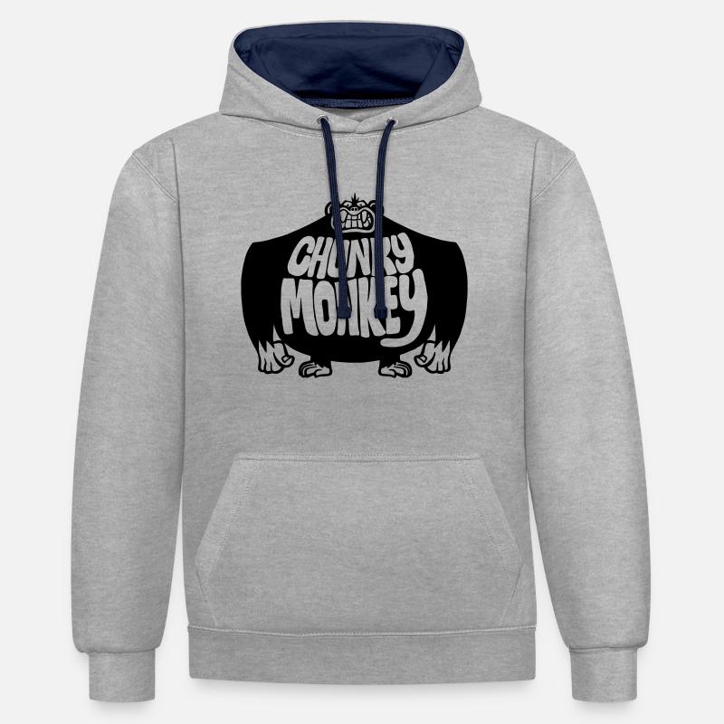 Chunky Monkey - Sweat à capuche contrasté - gris chiné/bleu marine