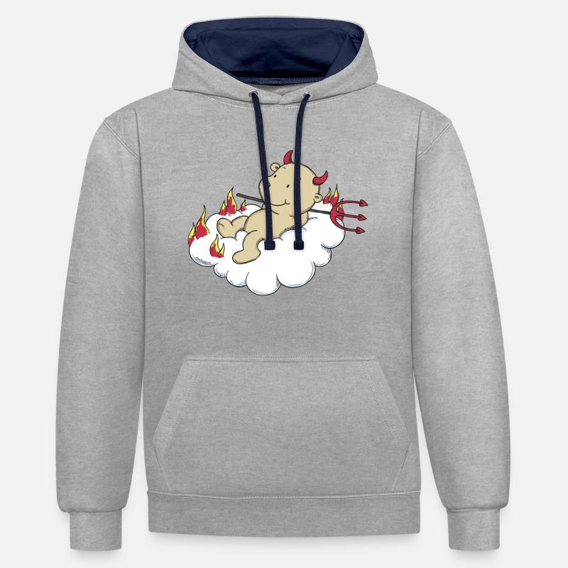 Engel_Teufel03 - Sweat à capuche contrasté - gris chiné/bleu marine
