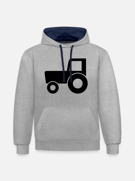 Trecker - Kontrast-Hoodie - Grau meliert/Navy