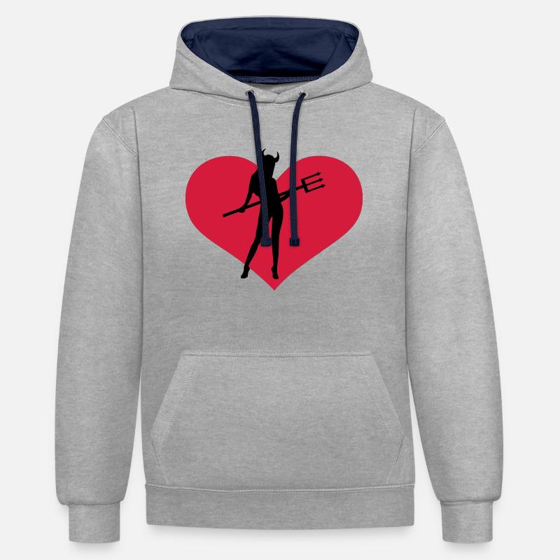 she_devil - Sweat à capuche contrasté - gris chiné/bleu marine