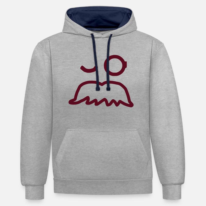 Moustache - by www.CodeShirt24.de - Kontrast-Hoodie - Grau meliert/Navy