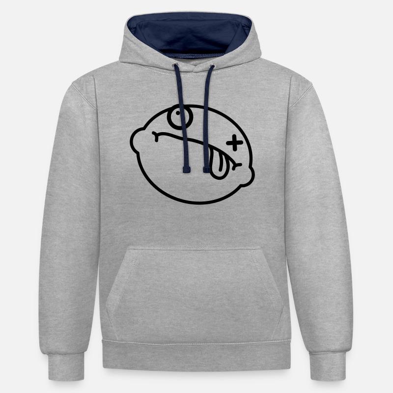 Dead Lemon Smiley - Sweat à capuche contrasté - gris chiné/bleu marine