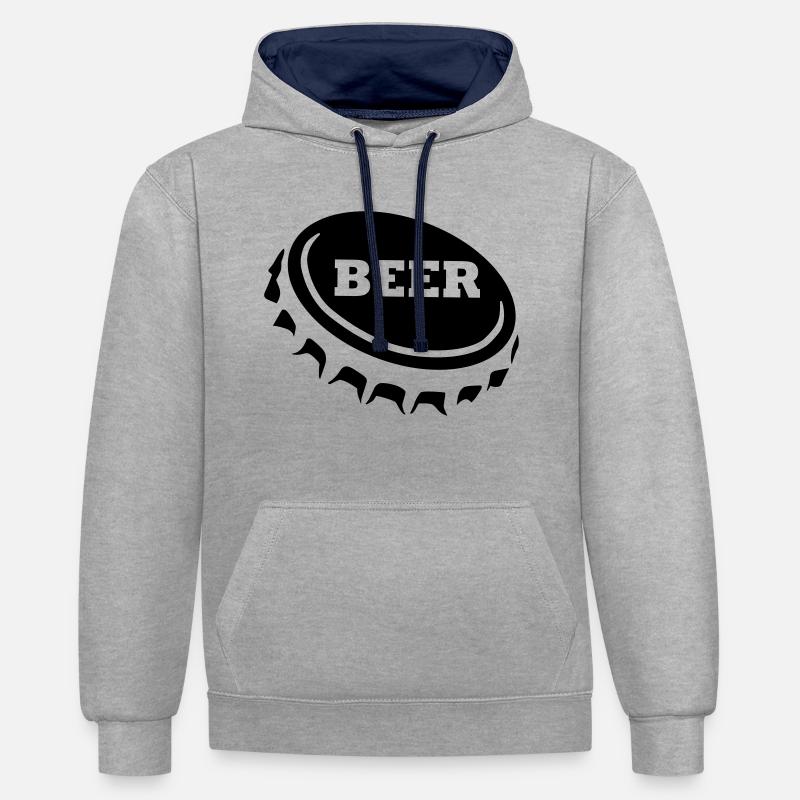 Beer - Sweat à capuche contrasté - gris chiné/bleu marine