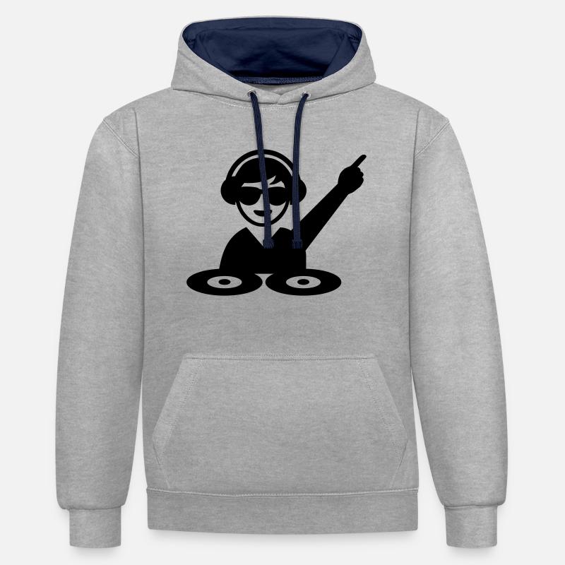 DJ - Sweat à capuche contrasté - gris chiné/bleu marine