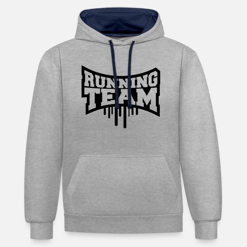 Cool Running Team Graffiti - Sweat à capuche contrasté - gris chiné/bleu marine