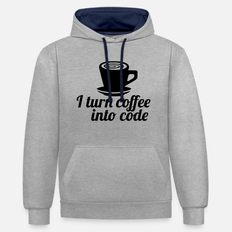 programmeur - Sweat à capuche contrasté - gris chiné/bleu marine