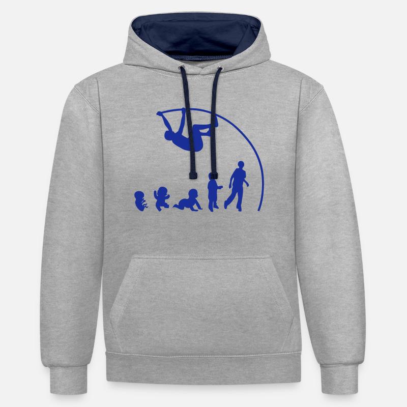 evolution saut perche - Sweat à capuche contrasté - gris chiné/bleu marine