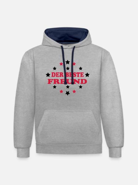 Der beste freund - Kontrast-Hoodie - Grau meliert/Navy