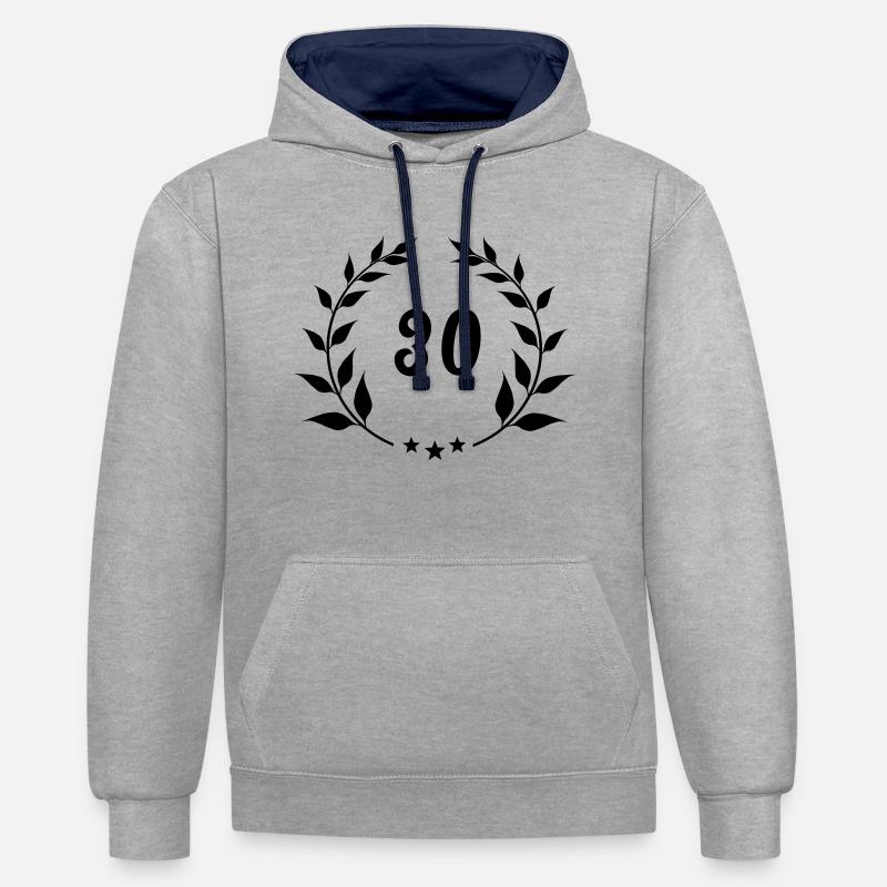 Meilenstein 30 - Kontrast-Hoodie - Grau meliert/Navy