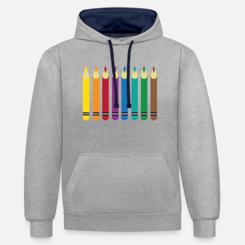 crayons de couleur - Sweat à capuche contrasté - gris chiné/bleu marine