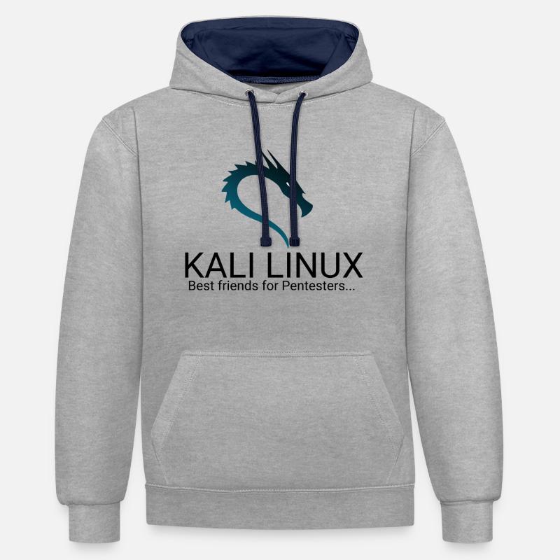 Kali Linux - Sweat à capuche contrasté - gris chiné/bleu marine
