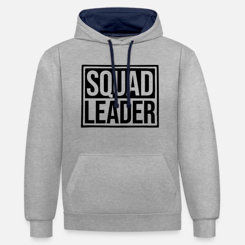 Conception du bouclier Squad Leader - Sweat à capuche contrasté - gris chiné/bleu marine