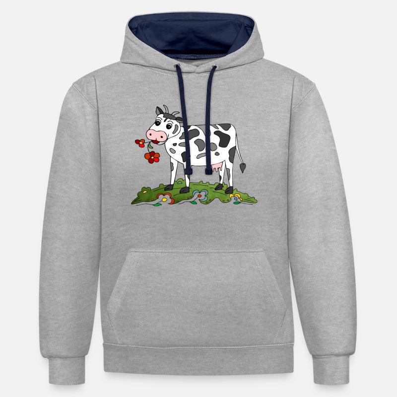 Dop - Sweat à capuche contrasté - gris chiné/bleu marine