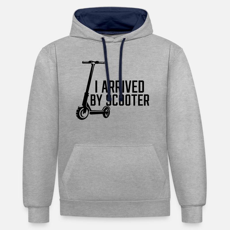 E-Scooter E-Roller Scooter - Kontrast-Hoodie - Grau meliert/Navy