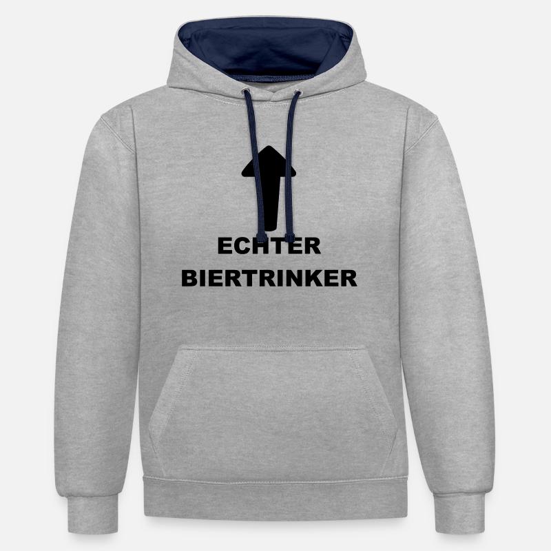 Lustiges "Echter Biertrinker" Design - Kontrast-Hoodie - Grau meliert/Navy