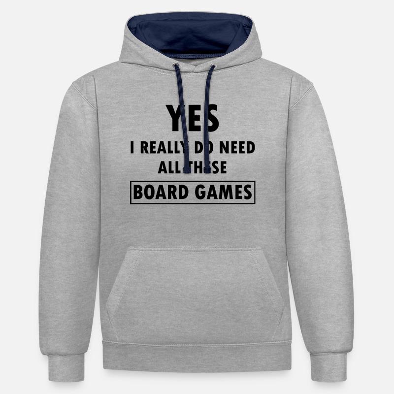 Boardgame Chess Backgammon Game Night - Contrast hoodie - heather grey/navy
