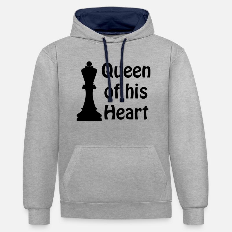 boardgame chess backgammon game night - Kontrast-Hoodie - Grau meliert/Navy