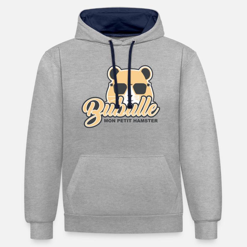 Bubulle mon hamster - Sweat à capuche contrasté - gris chiné/bleu marine