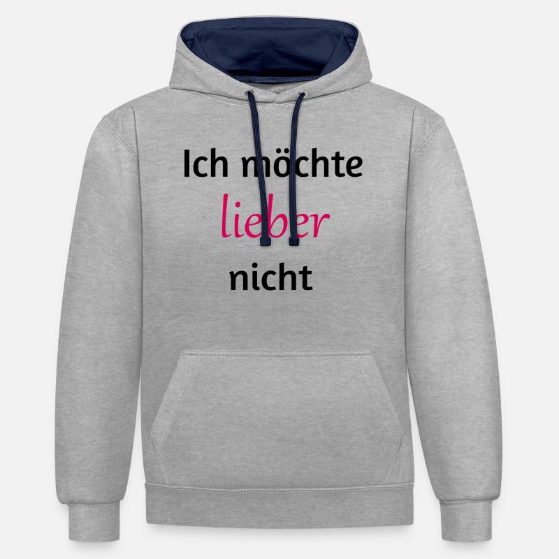 Je préfère ne pas - Sweat à capuche contrasté - gris chiné/bleu marine