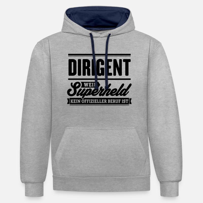 Superheld Dirigent - Kontrast-Hoodie - Grau meliert/Navy