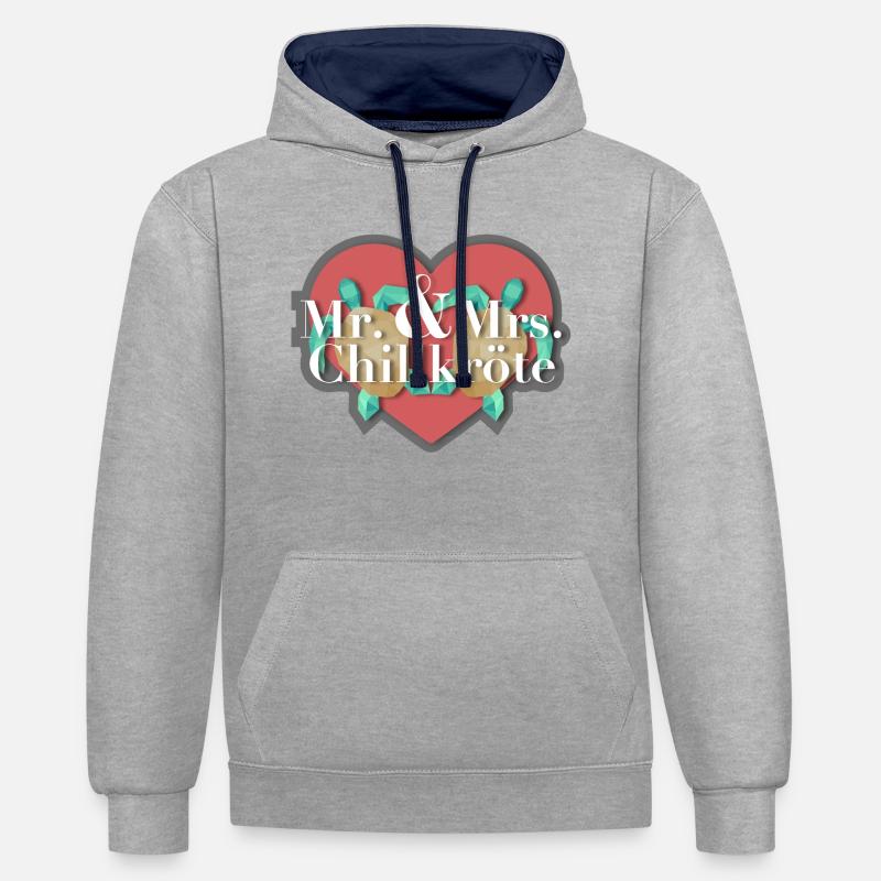 Mr. & Mrs. Chill Toad - Sweat à capuche contrasté - gris chiné/bleu marine