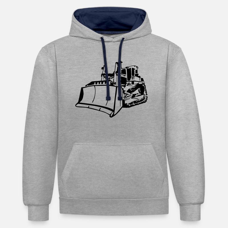 Schieberaupe / Raupe / Bagger - Sweat à capuche contrasté - gris chiné/bleu marine