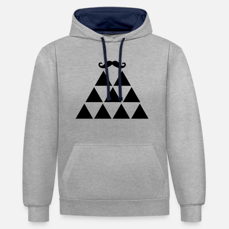 Pyramide Moustache - Sweat à capuche contrasté - gris chiné/bleu marine