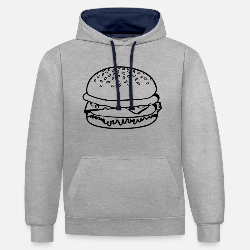 Hamburger de restauration rapide - Sweat à capuche contrasté - gris chiné/bleu marine