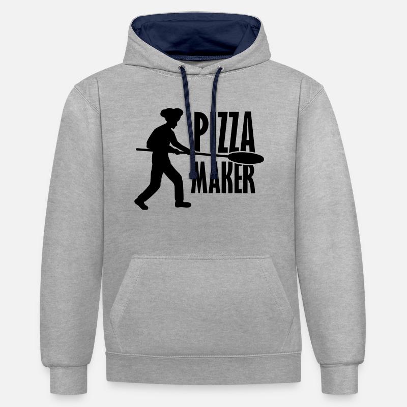 Pizza Pusher Pizza Maker - Sweat à capuche contrasté - gris chiné/bleu marine