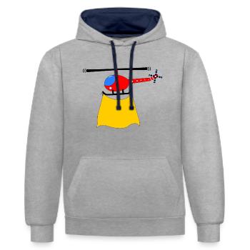 Fête des enfants en hélicoptère - Sweat à capuche contrasté - gris chiné/bleu marine - Devant - Liana (172cm) & Jaron (178cm)