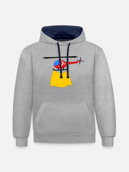 Helicopter Birthday 9 - Contrast hoodie - heather grey/navy