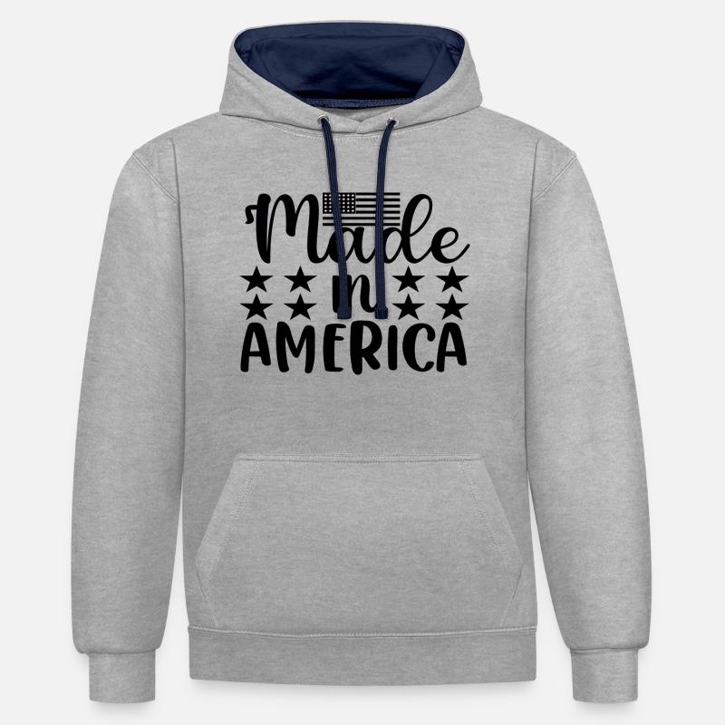 Fabriqué en Amérique - Sweat à capuche contrasté - gris chiné/bleu marine