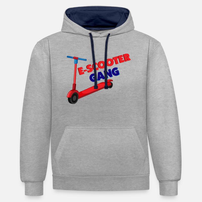 E-Scooter Roller Scooter - Sweat à capuche contrasté - gris chiné/bleu marine
