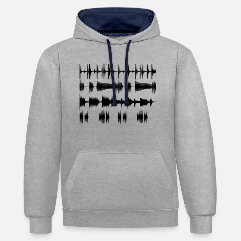 Black waveforms - Sweat à capuche contrasté - gris chiné/bleu marine
