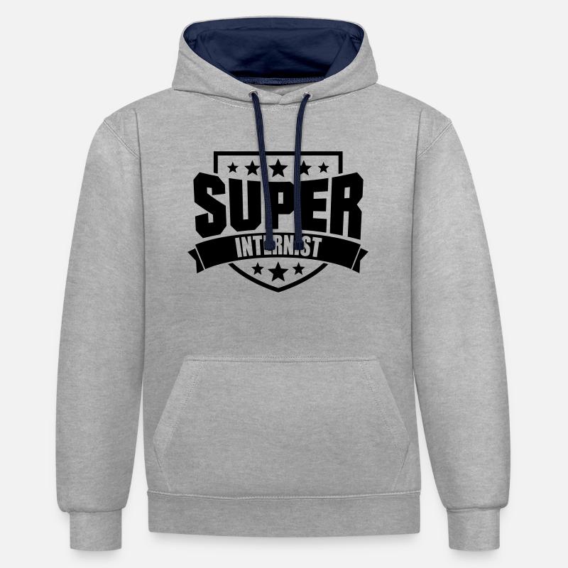 Super Internist - Kontrast-Hoodie - Grau meliert/Navy