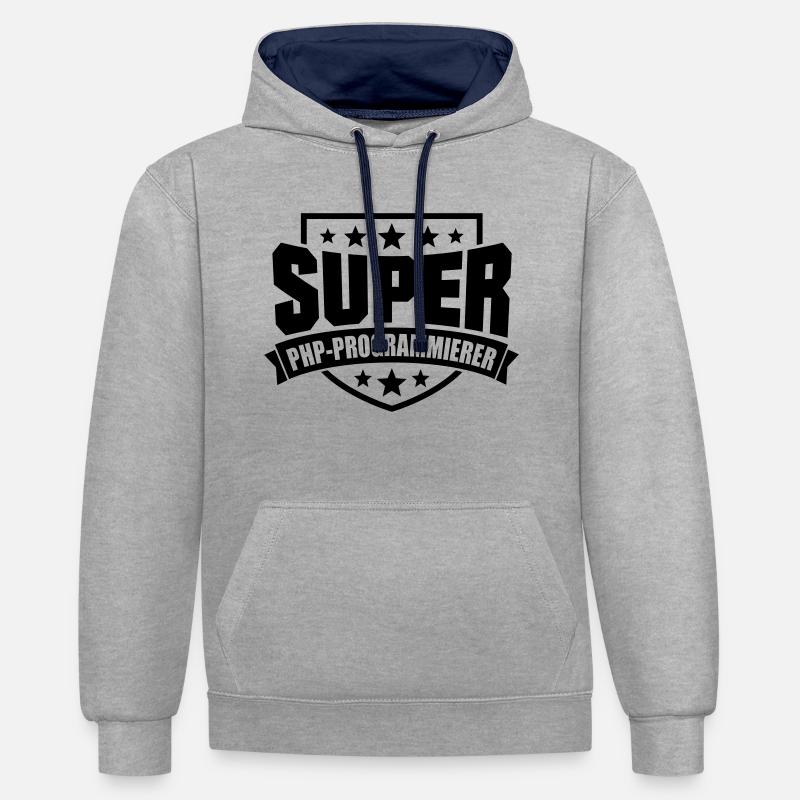 Super PHP-Programmierer - Kontrast-Hoodie - Grau meliert/Navy