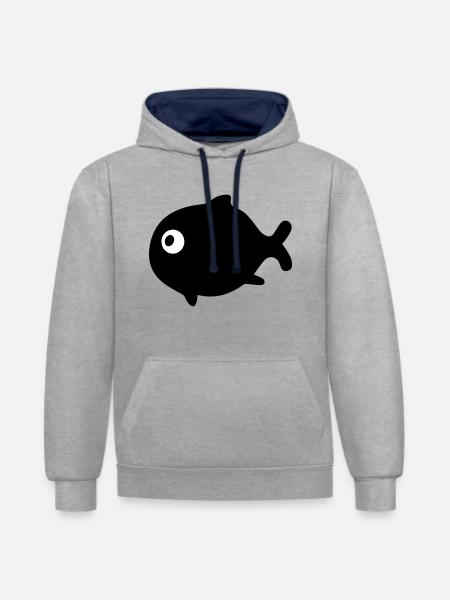 fish - Contrast hoodie - heather grey/navy