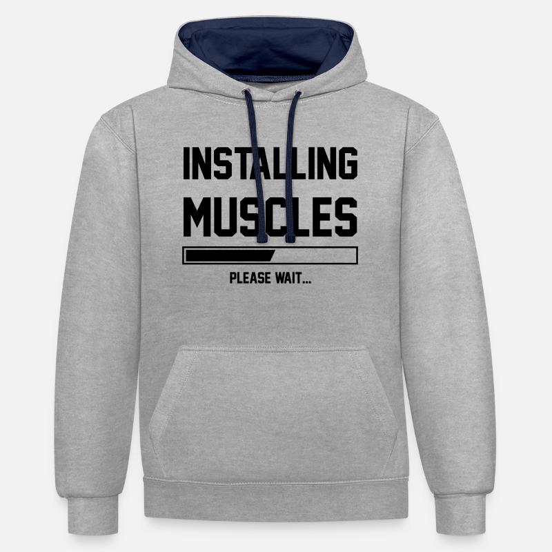 Muscles - Contrast hoodie - heather grey/navy
