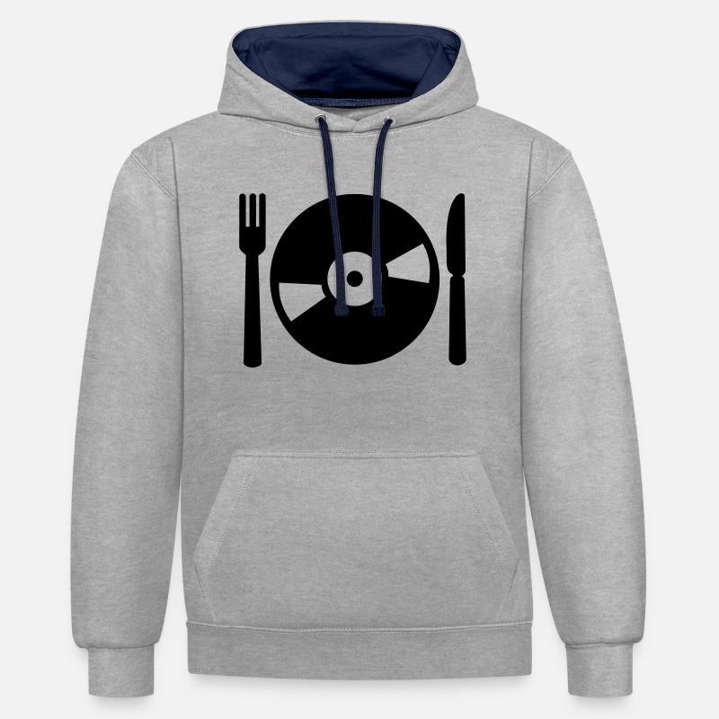 Vinyl - Sweat à capuche contrasté - gris chiné/bleu marine