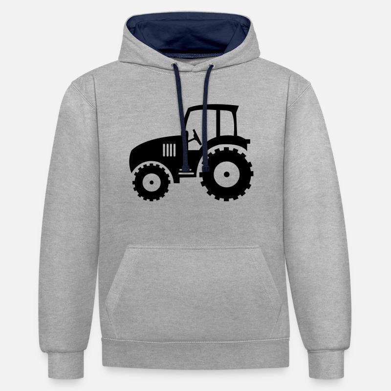 traktor_01 - Sweat à capuche contrasté - gris chiné/bleu marine