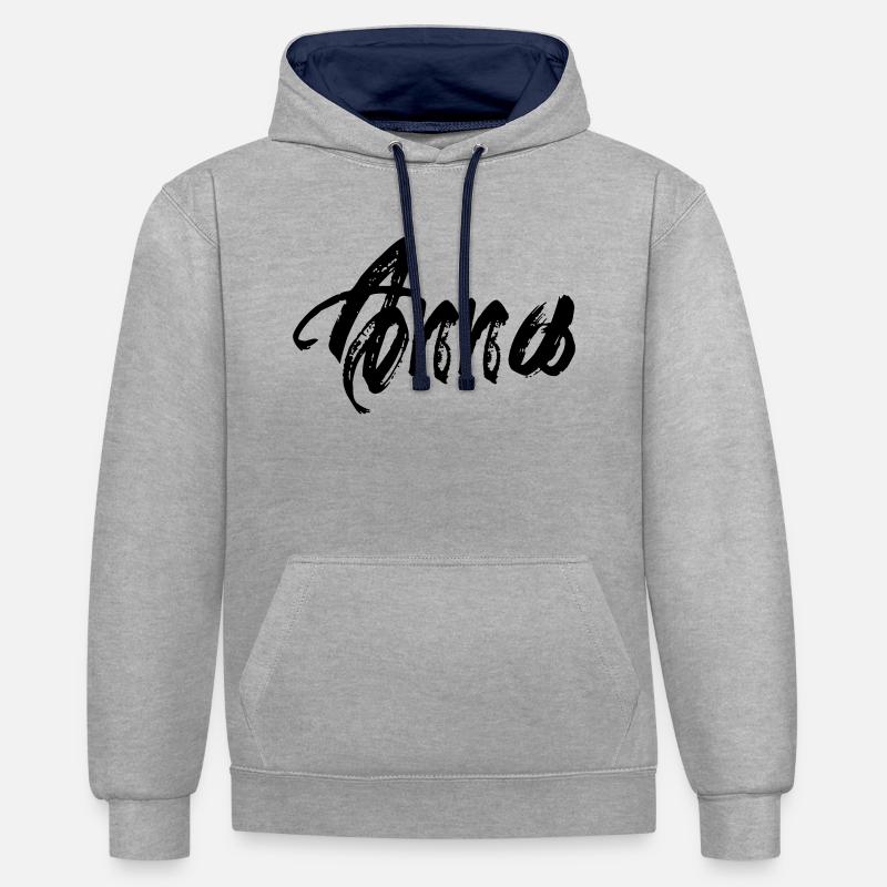 Anna - Kontrast-Hoodie - Grau meliert/Navy